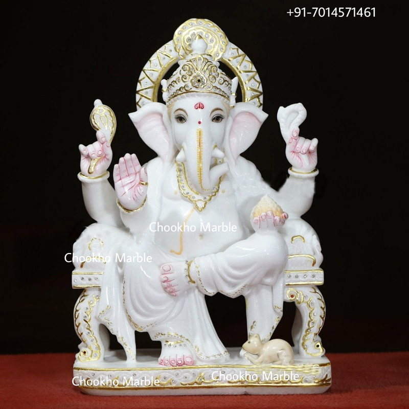 White Marble Ganesh ji, Size: - 13