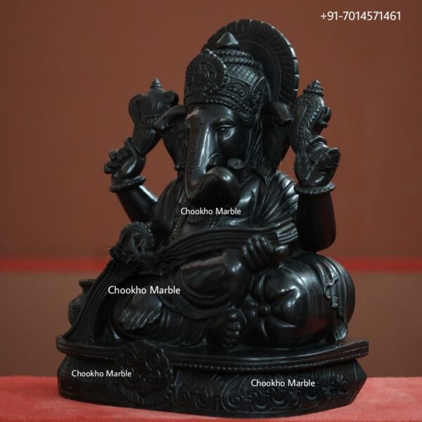Ganesh Statue In Black Marble